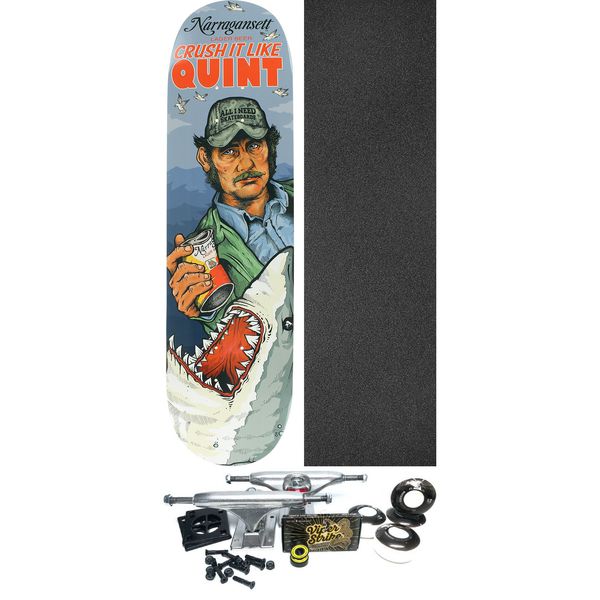 All I Need Skateboards X Narragansett Beer Crush It Skateboard Deck - 8.5" x 32" - Complete Skateboard Bundle